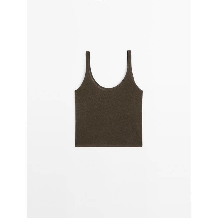 100% linen tank top цвет: Хаки