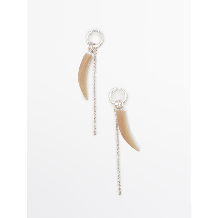 Hoop earrings with stone цвет: Цвет кости
