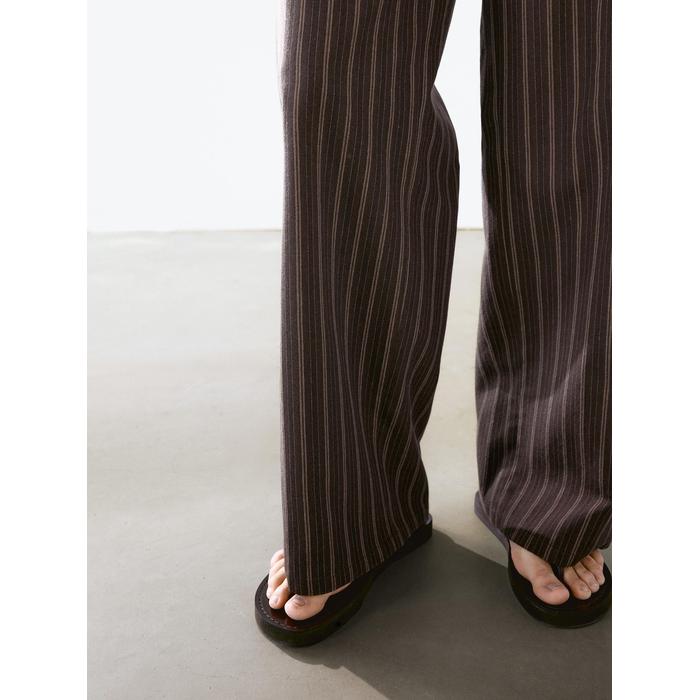 Wide leg low rise striped trousers цвет: Коричневый