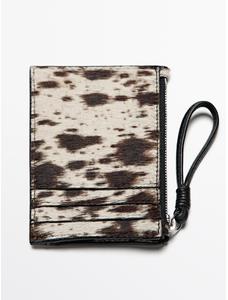 Small animal print leather wallet цвет: Белый