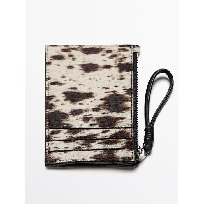 Small animal print leather wallet цвет: Белый