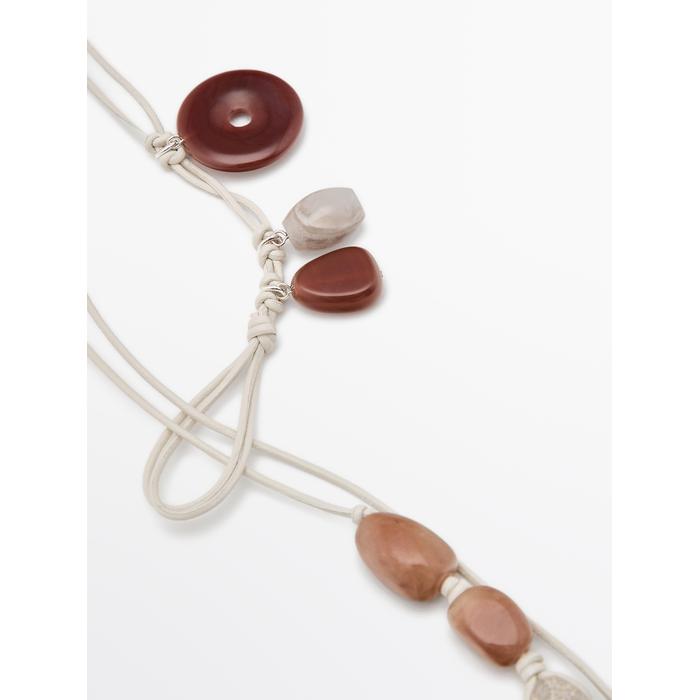 Misplaced-style leather cord belt with stones цвет: Жемчужно-серый