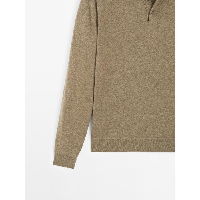 Rib knit polo 100% cashmere цвет: Хаки