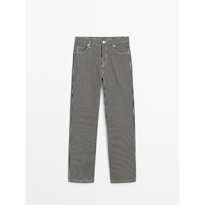 Straight fit denim trousers stripes цвет: Чернильно-синий