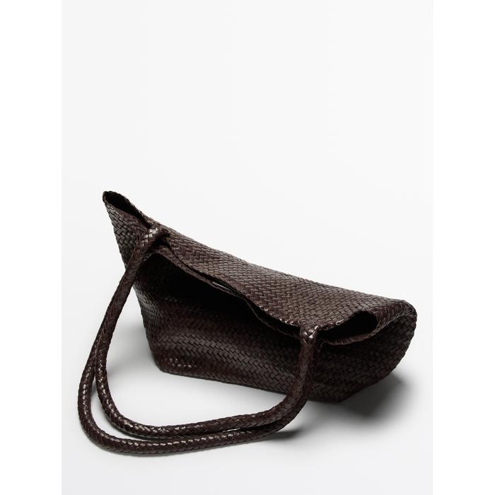 Large braided nappa leather tote bag цвет: Коричневый