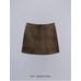 Suede leather mini skirt цвет: Коричневый