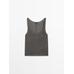 Linen fabric detail straps top цвет: Болотно-зеленый