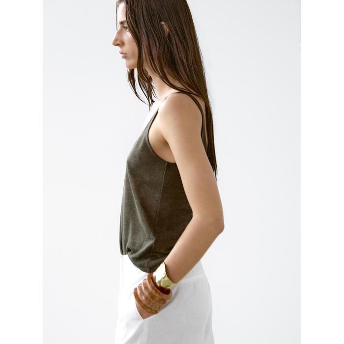 100% linen tank top цвет: Хаки