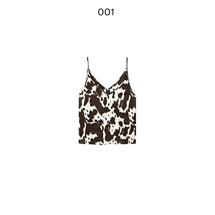 Fluid strappy top with animal print цвет: Шоколадный