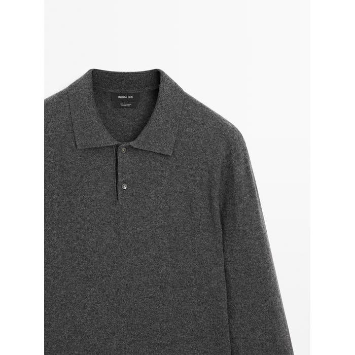 Rib knit polo 100% cashmere цвет: Серый средний