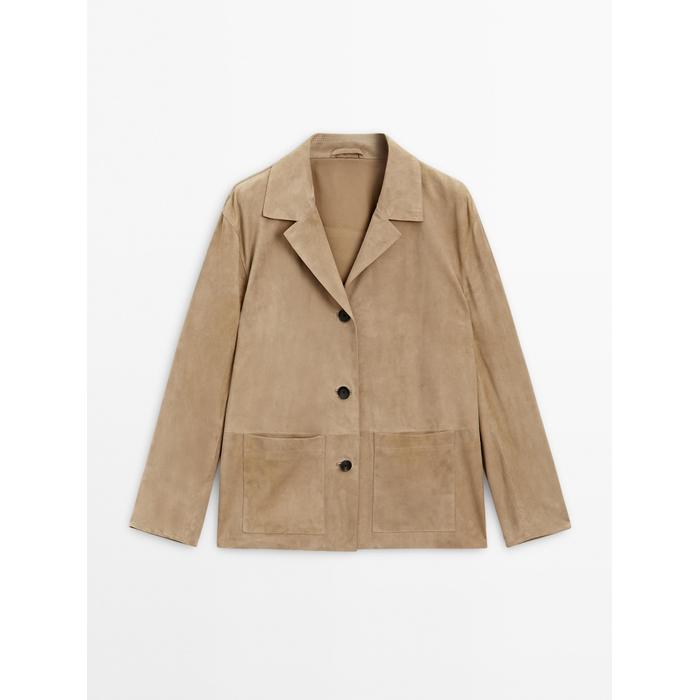 Flowing suede leather blazer цвет: Песочный