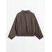 Linen blend bomber jacket цвет: Шоколадный