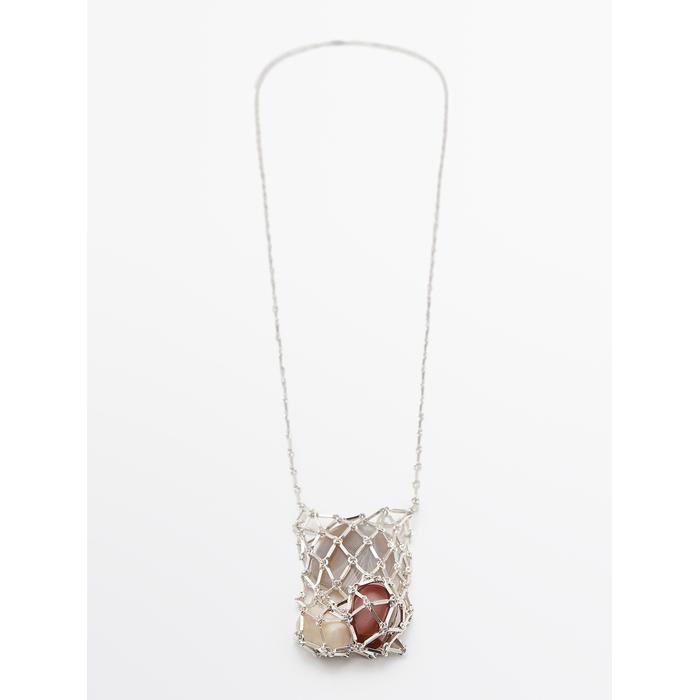 Stone net necklace цвет: Серебряный