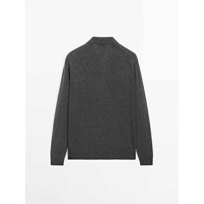 Rib knit polo 100% cashmere цвет: Серый средний