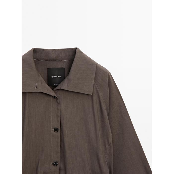 Linen blend bomber jacket цвет: Шоколадный