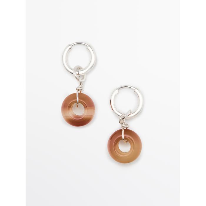 Hoop earrings with stone цвет: Горчично-желтый