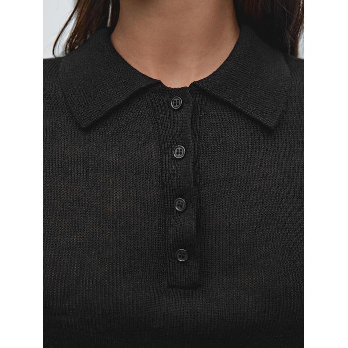 Openwork polo knit linen blend jumper цвет: Черный