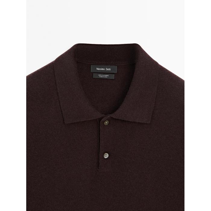 Rib knit polo 100% cashmere цвет: Гранатовый