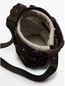 Bucket bag studded split leather цвет: Коричневый