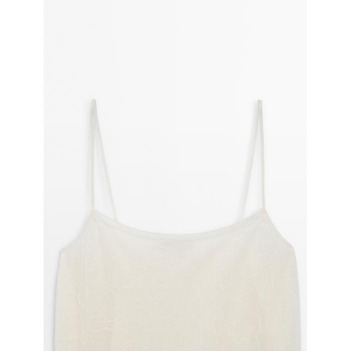 Fluid embroidered strappy top цвет: Натуральный, кремовый