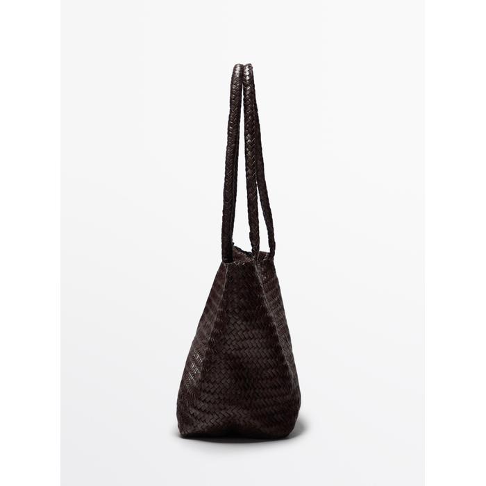 Large braided nappa leather tote bag цвет: Коричневый