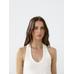 Slim halter top with frayed edges цвет: Натуральный, кремовый