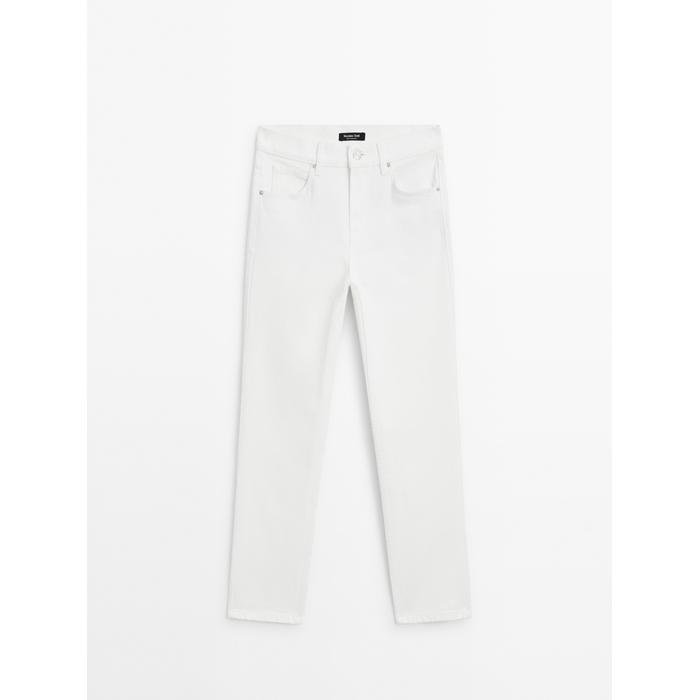 Cropped mid rise slim fit jeans цвет: Натуральный, кремовый