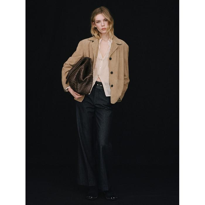 Flowing suede leather blazer цвет: Песочный