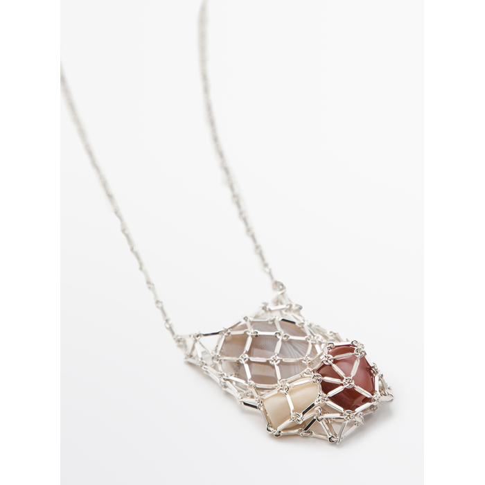 Stone net necklace цвет: Серебряный