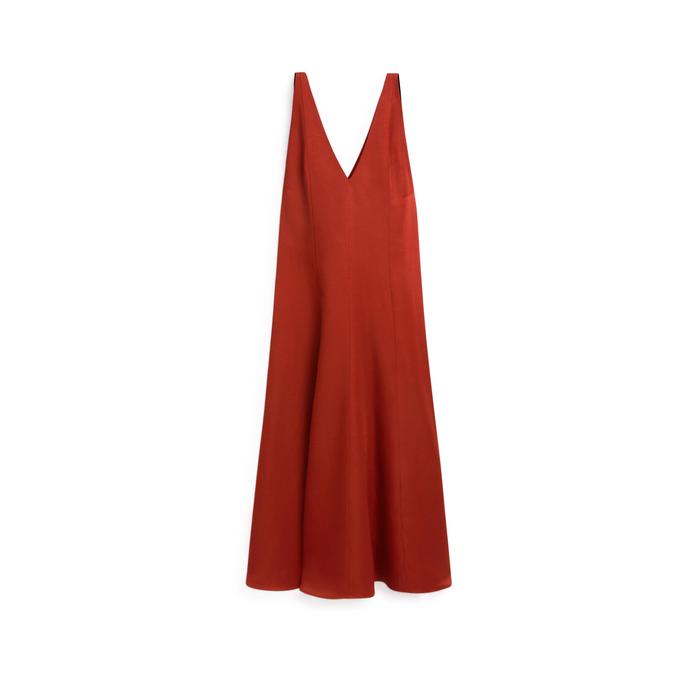 Long fluid flared dress цвет: Жжено-оранжевый