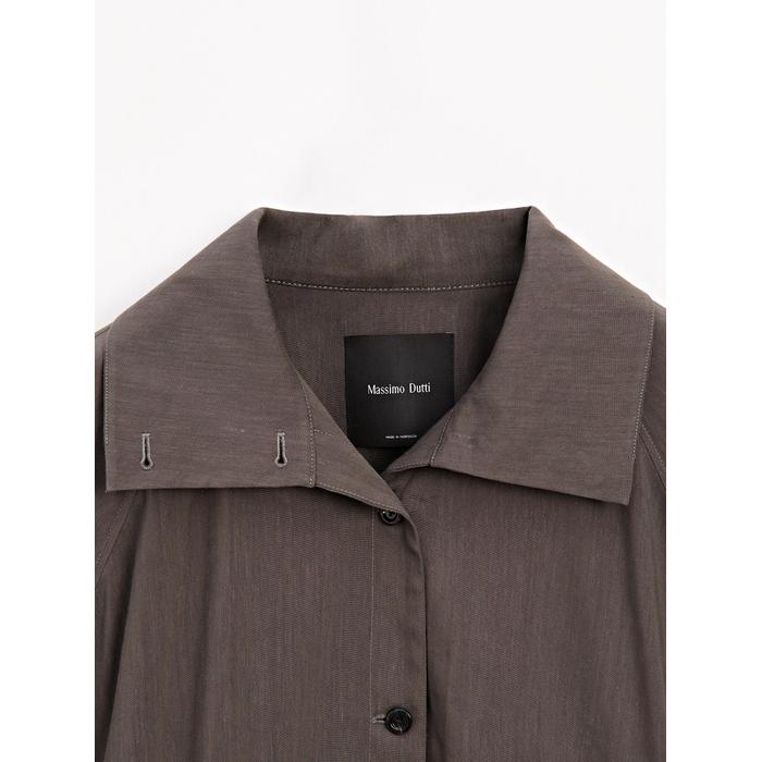 Linen blend bomber jacket цвет: Шоколадный