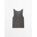 Linen fabric detail straps top цвет: Болотно-зеленый
