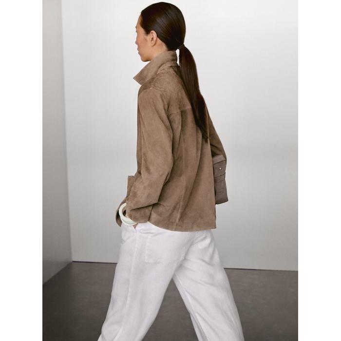 Fluid suede leather jacket цвет: Кротово-коричневый