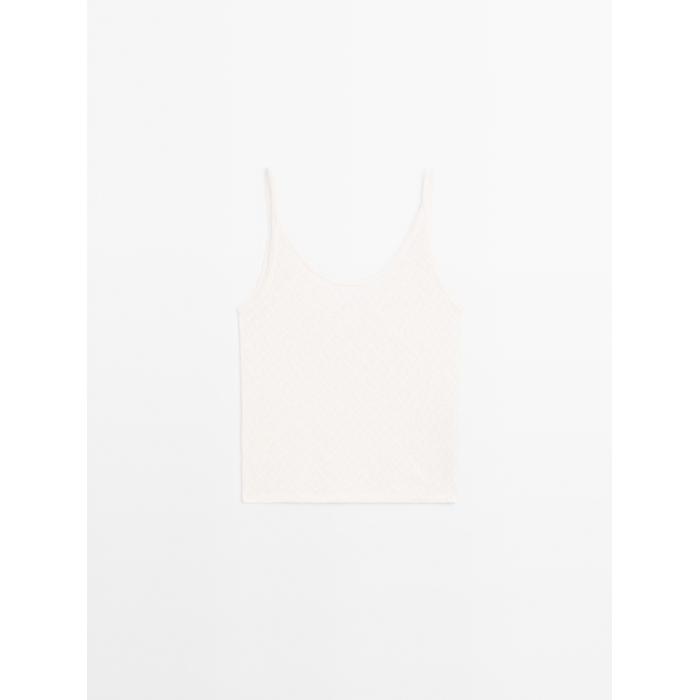 Top with openwork straps and linen цвет: Натуральный, кремовый