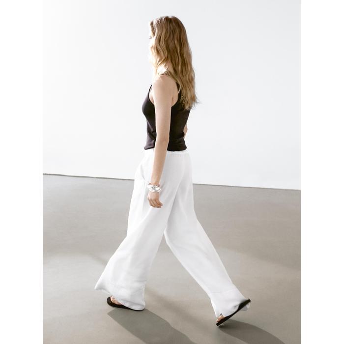 Wide-leg pants with contrast topstitching цвет: Белый