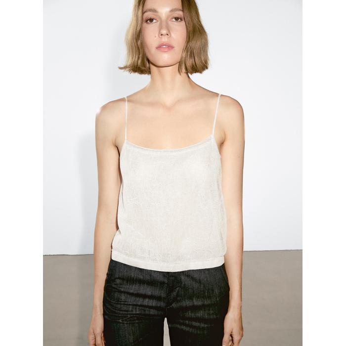 Fluid embroidered strappy top цвет: Натуральный, кремовый