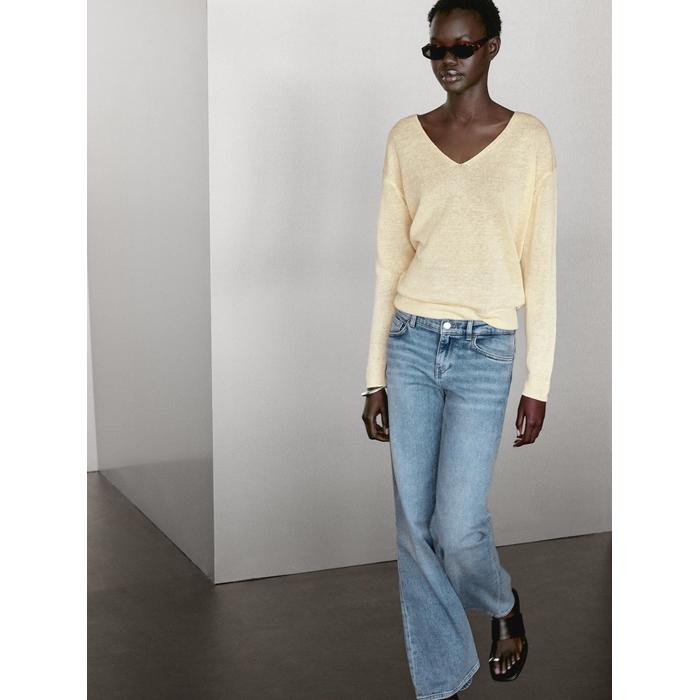 Long sleeve knitted jumper 100% linen цвет: Желтый
