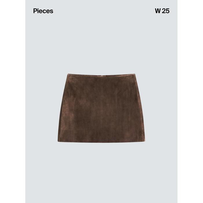 Suede leather mini skirt цвет: Коричневый