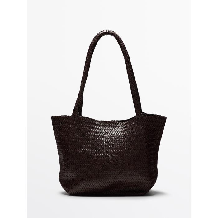 Large braided nappa leather tote bag цвет: Коричневый