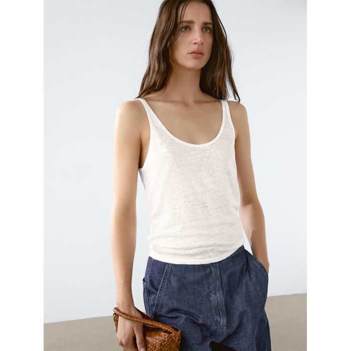 100% linen tank top цвет: Натуральный, кремовый