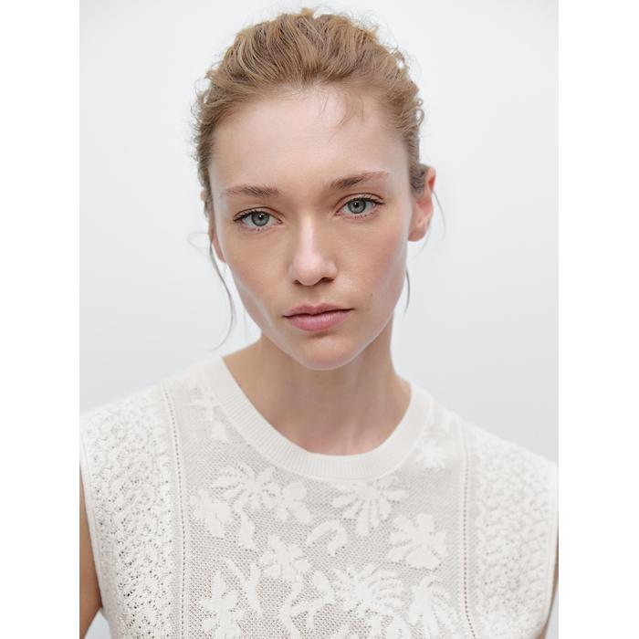 Sleeveless top with lace detail цвет: Натуральный, кремовый