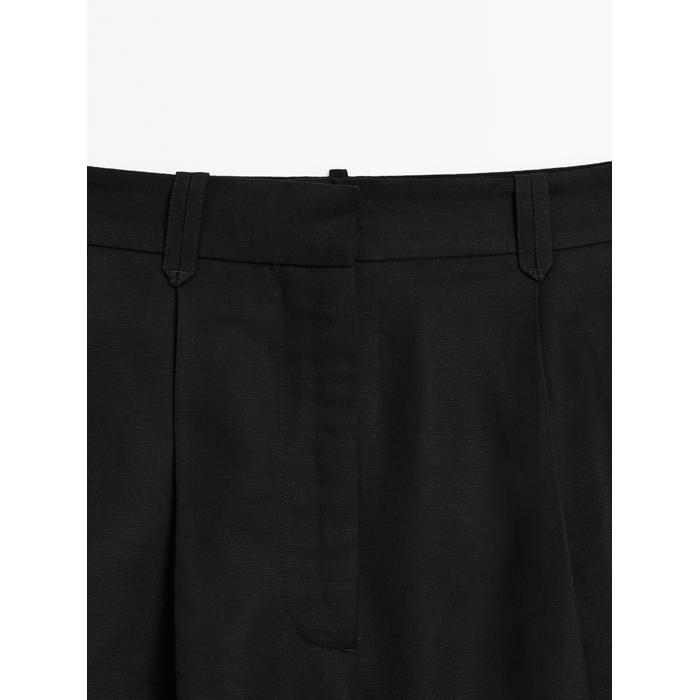 Шорты из смесового льна Tencel™ со складками цвет: Черный