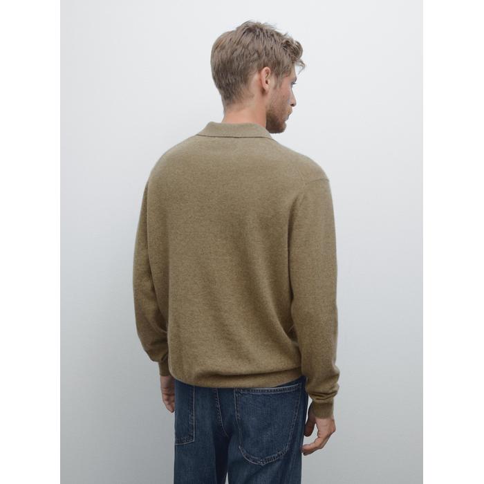 Rib knit polo 100% cashmere цвет: Хаки