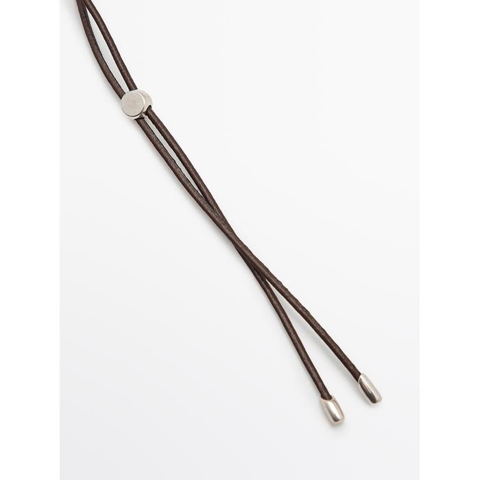 LEATHER CORD NECKLACE WITH STONES цвет: Коралловый