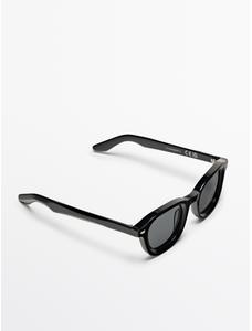 Round acetate sunglasses цвет: Черный