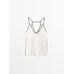 Satin halter top with vivid detail цвет: Натуральный, кремовый