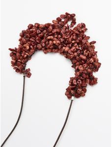 LEATHER CORD NECKLACE WITH STONES цвет: Коралловый