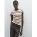 Openwork knit striped T-shirt цвет: Серый натуральный