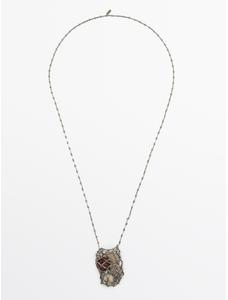 Stone net necklace цвет: Серебряный