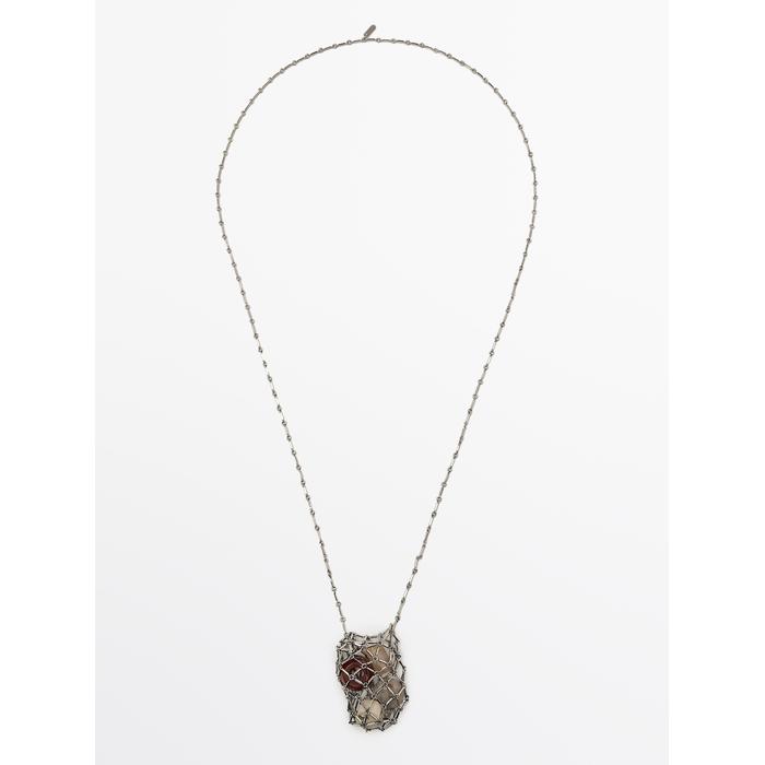 Stone net necklace цвет: Серебряный
